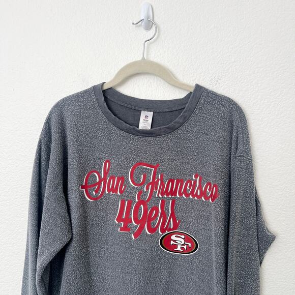 [NFL] San Francisco 49ers Gray Crew Neck Sweatshirt Intentional Pilling Sz Large - Picture 3 of 8